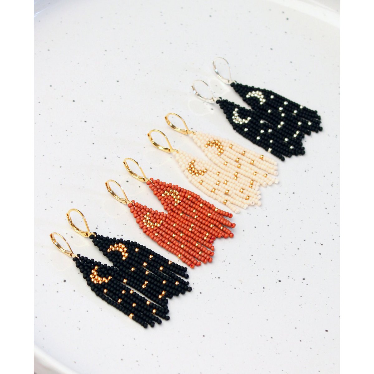 Pendientes • Tiny Moon, negro, dorado
