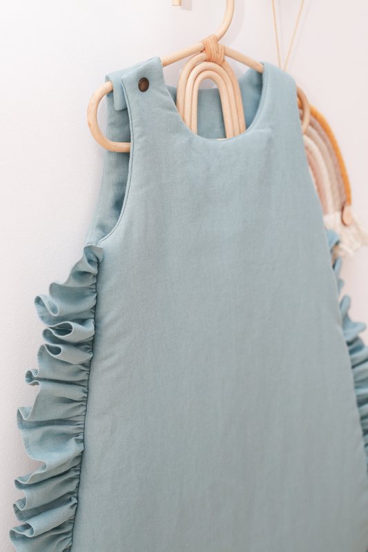 summer linen baby sleeping bag with frills, baby sleeping sack with frills 1 TOG, 1.5 TOG, 2.5 TOG