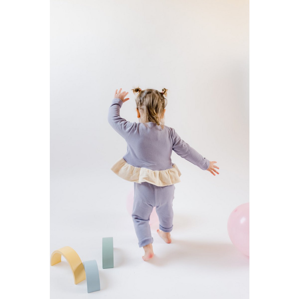 Sustainable Cute High Waisted Baby Trousers Purple | 100% GOTS certified organic cotton