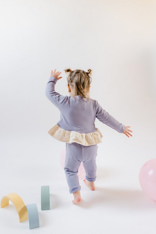 Sustainable Cute High Waisted Baby Trousers Purple | 100% GOTS certified organic cotton