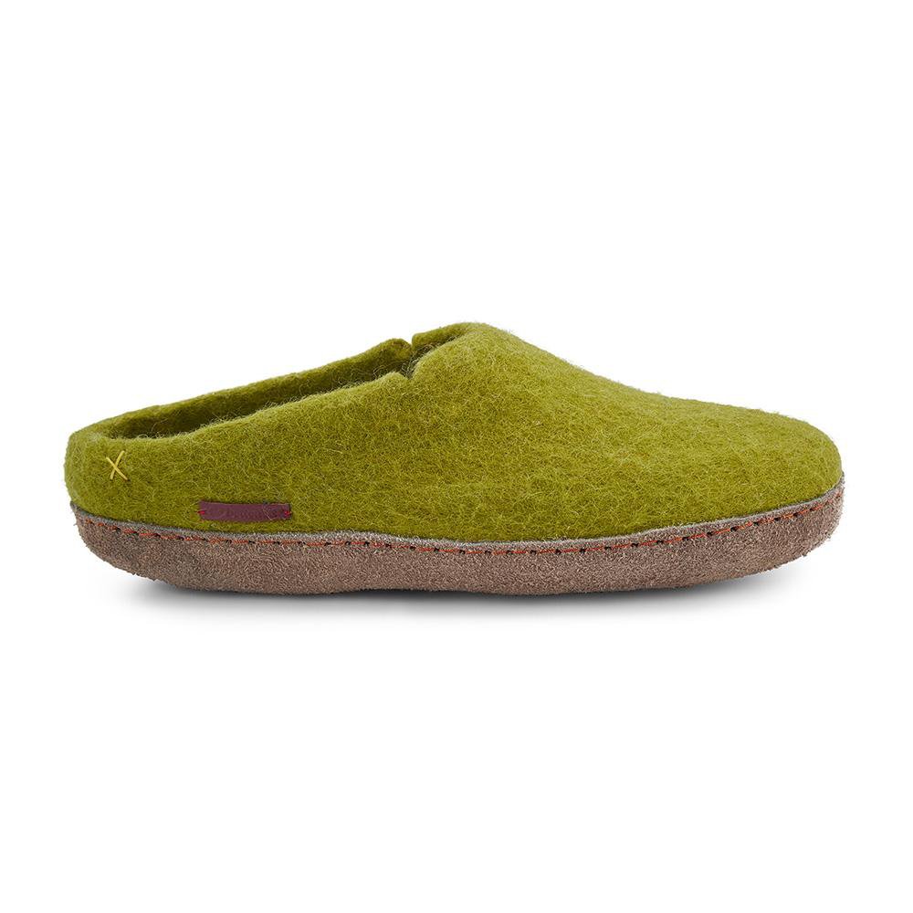 Klassischer Slipper - Filzpantoffel mit Ledersohle, lindgrün