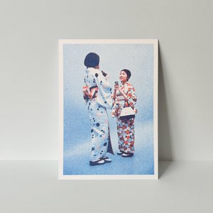 Riso postcard, Japan/Pool, risography, DIN A6