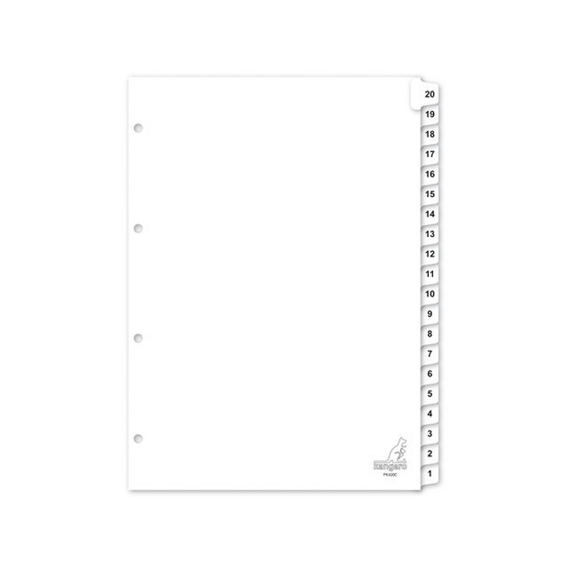Onglet Kangaro A4 chiffres carton 190gsm 4r. 20 pièces blanc