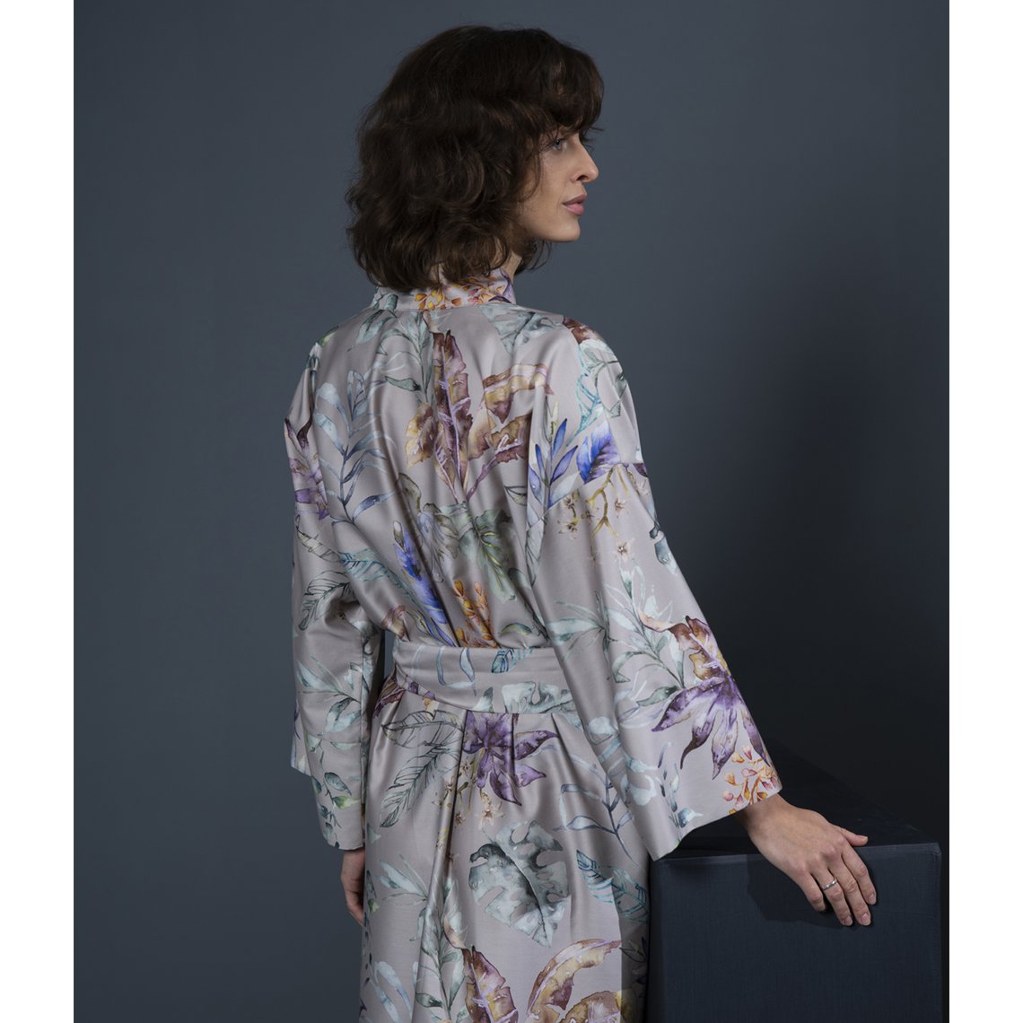 Badekåbe Kimono Flora Costera Mandel