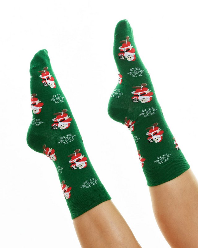 Socks - Green with Santa Claus ADULTS & KIDS