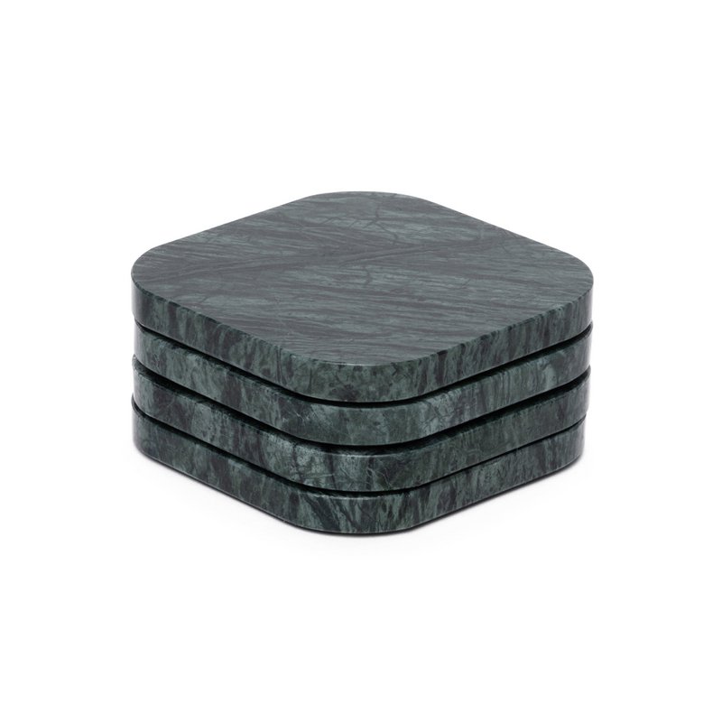 Coaster marble - organic - green set of 4 pieces - 10x10x1cm