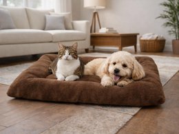 Yommy Ortopædisk Hundeseng | 3 størrelser (M/L/XL) | Ledstøtteskummadras | Grå, brun, blå og lyserød
