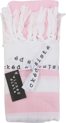 WS Fringed Towel Border Stripe Pink