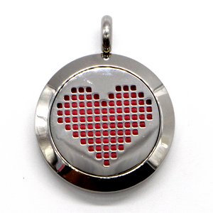 Aromatherapy Necklace – Pixel Heart – in Stainless Steel and Blotters Provided – Diffusion and Scents – Aromatherapy Accessory