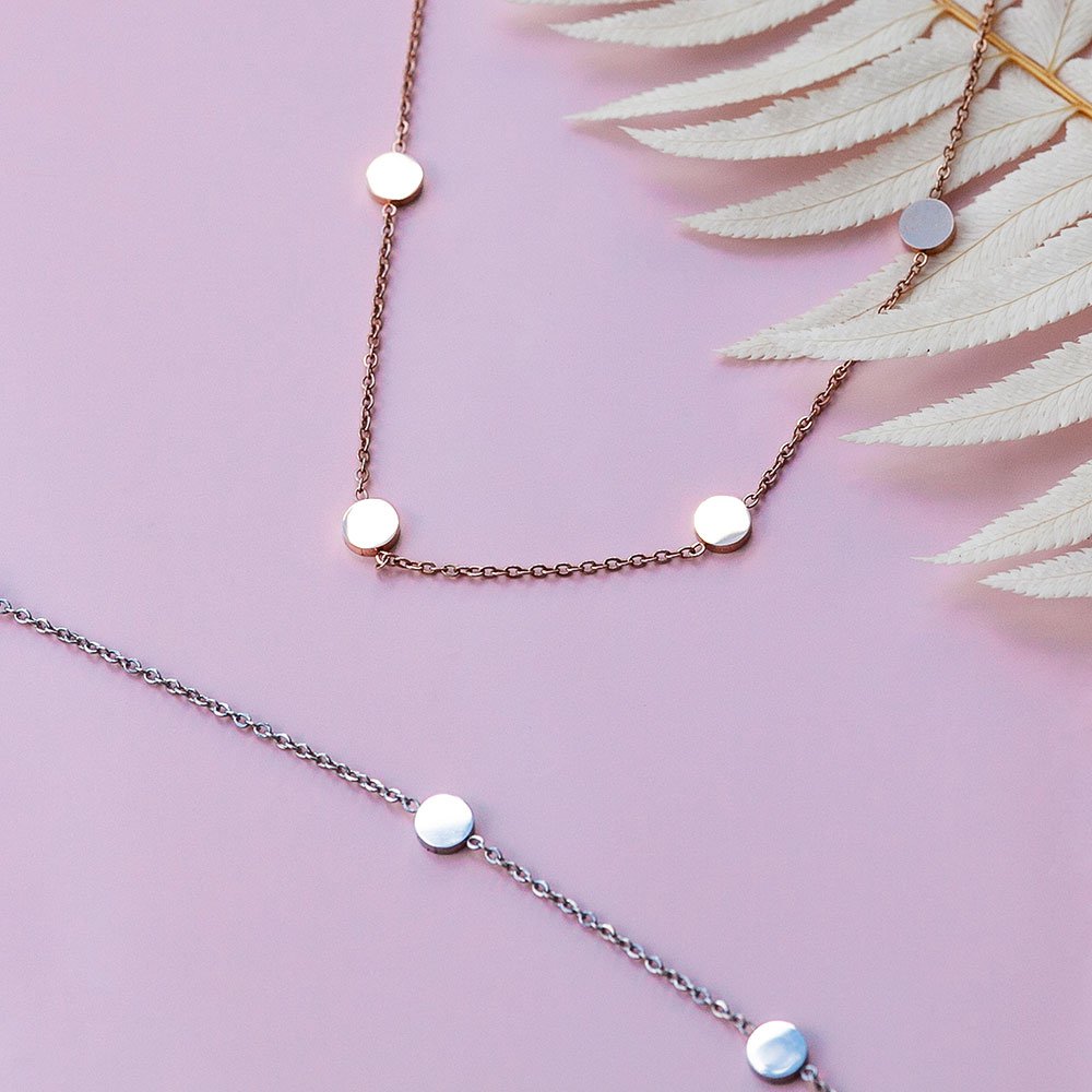 Short chain with plate • gold / rose gold / silver • adjustable / waterproof / hypoallergenic