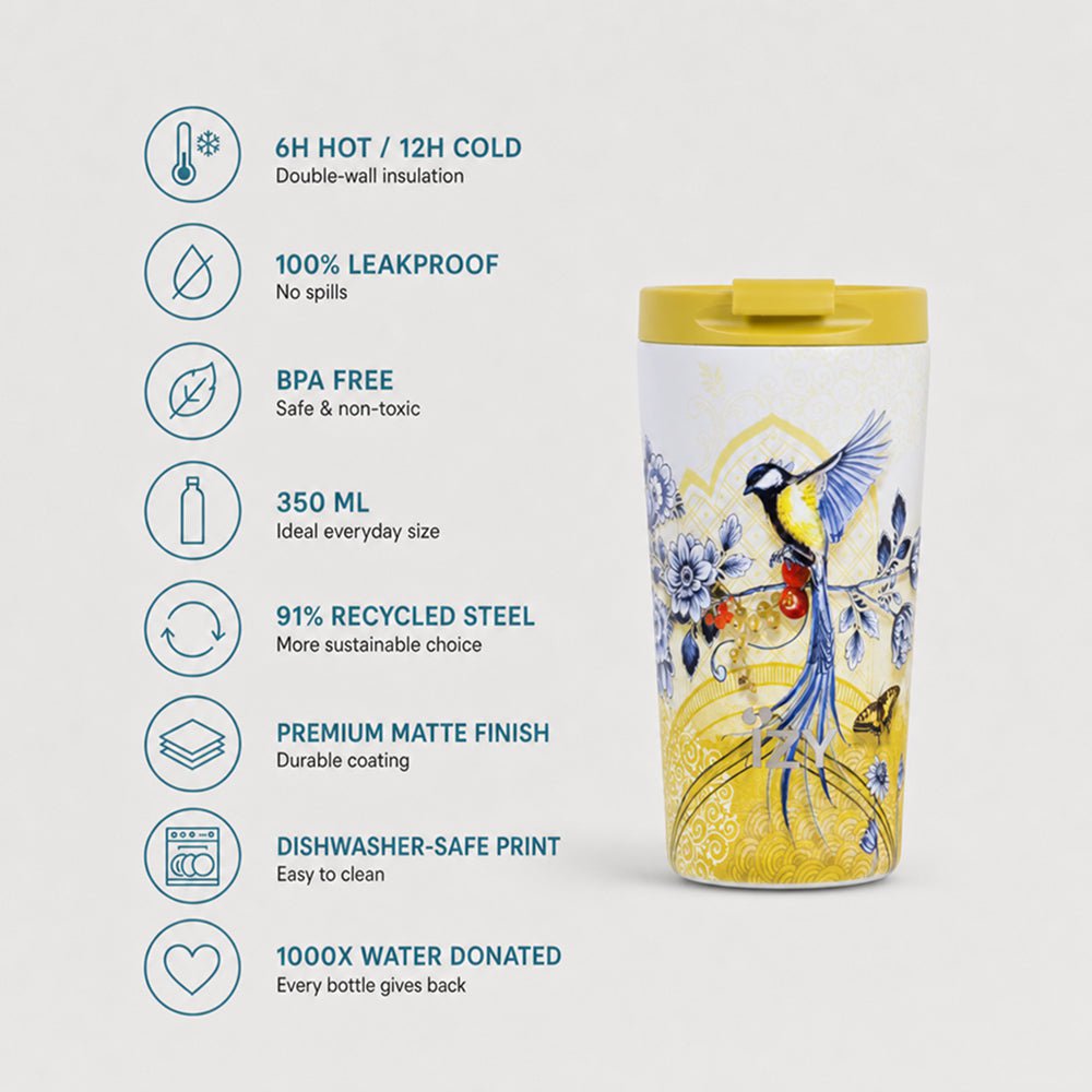 Tazas Izy Thermos - Taza de café con aislamiento de azafrán 2.0 - 350 ml para llevar
