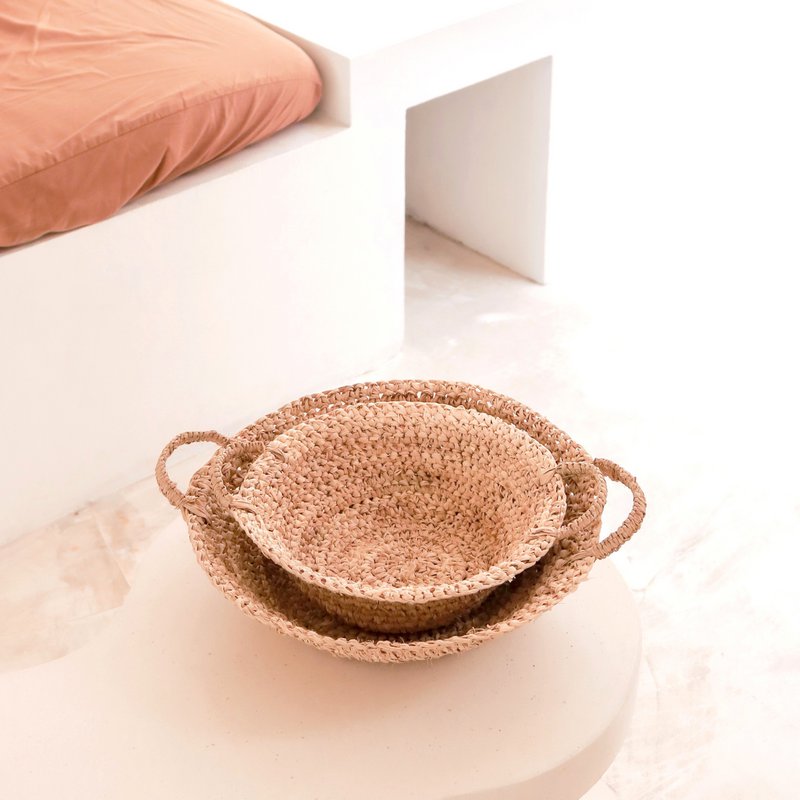 Vævet Raffia skål | Frugtskål lavet af lette naturlige fibre | Brødkurv RAGA (2 størrelser)