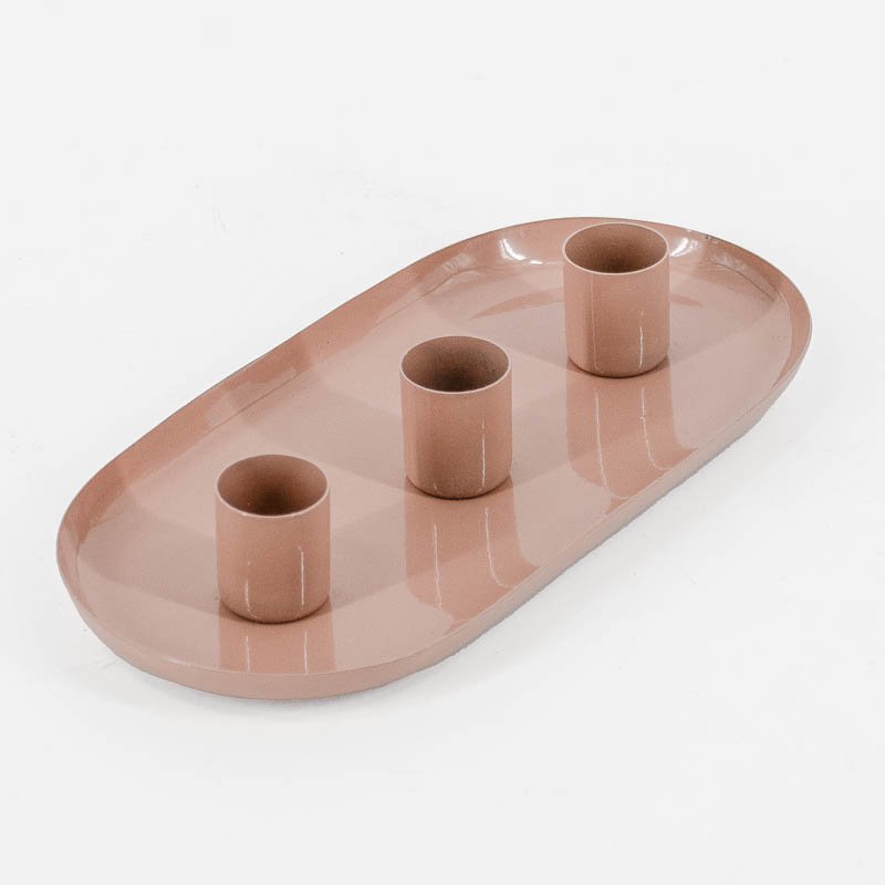 Candle stand Set Oval Pink