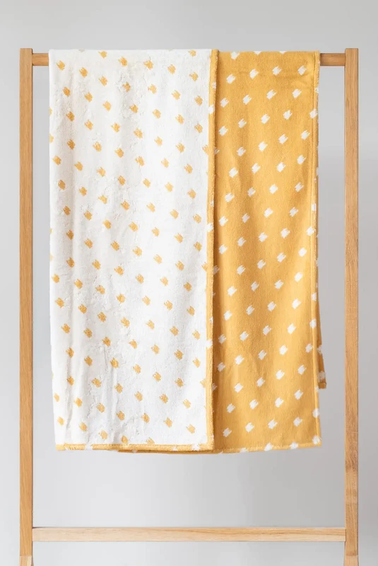 Jacquard-Strandtuch – Pied-de-Poule – Gelb/Weiß