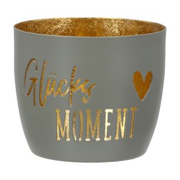 Windlicht Glücksmoment 3-sort. beige; creme; grau, VE 9