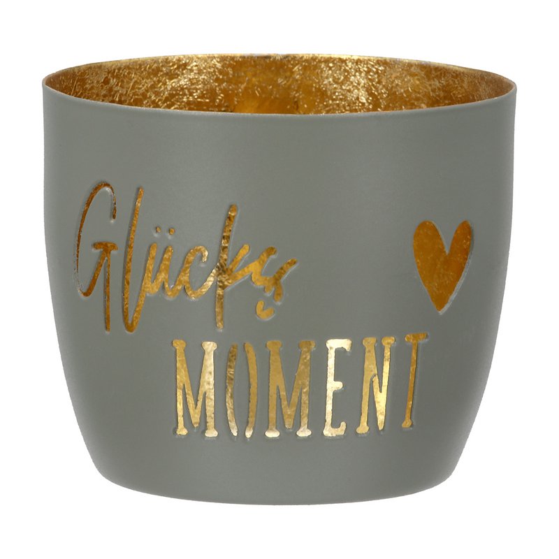 Windlicht Glücksmoment 3-sort. beige; creme; grau, VE 9