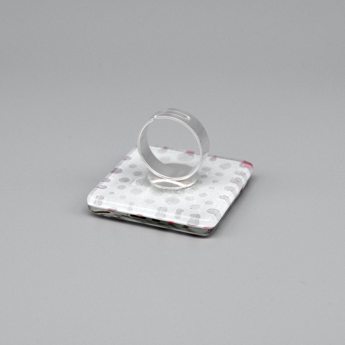 Oversized blå polka Dot ring, justerbar størrelse