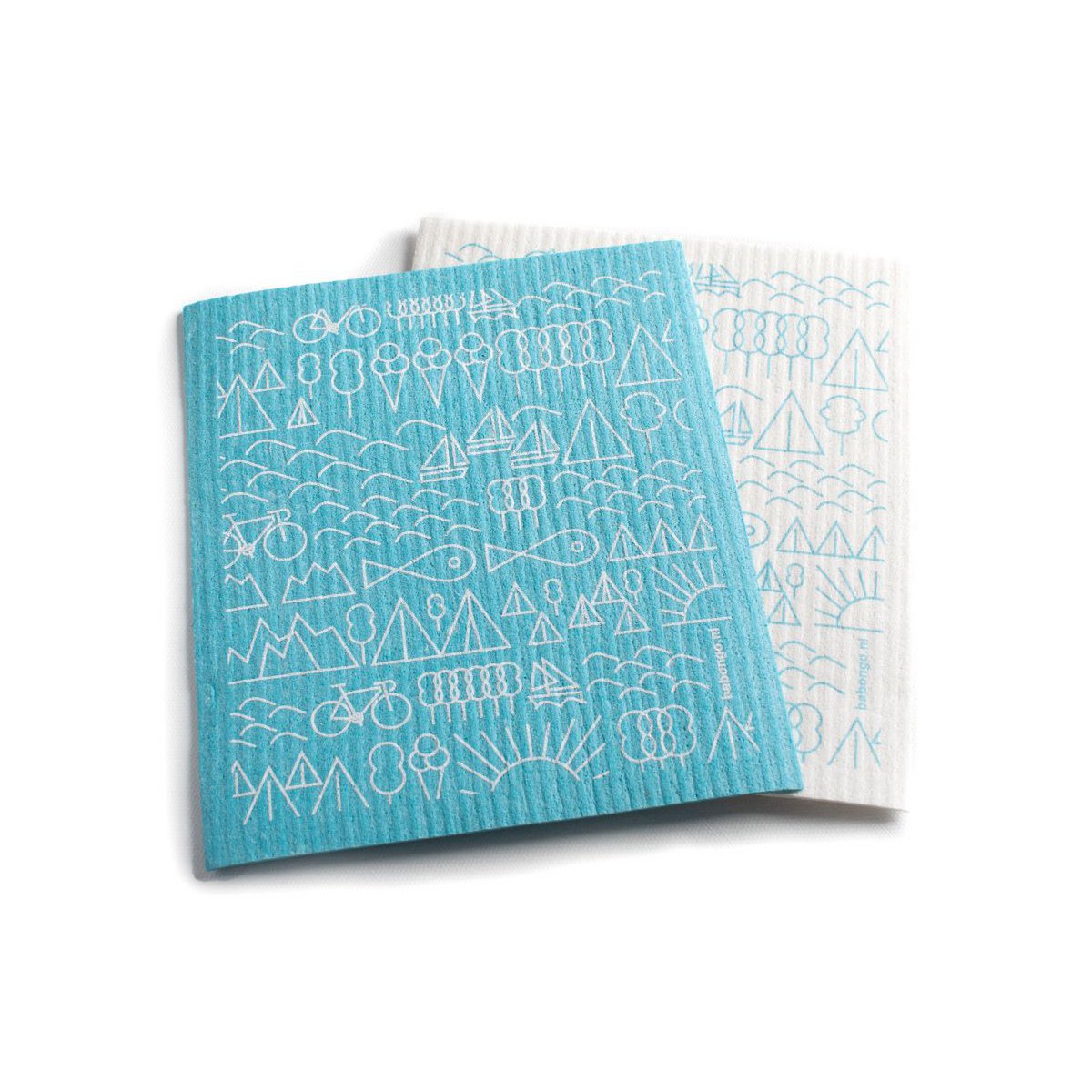 Swedish dish cloth Travel design white on blue