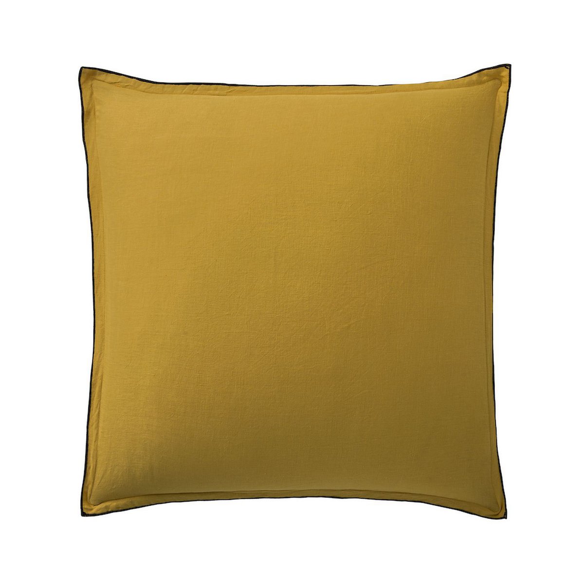 FUNDA DE ALMOHADA 65X65CM 100% LINO LAVADO CURRY AMARILLO