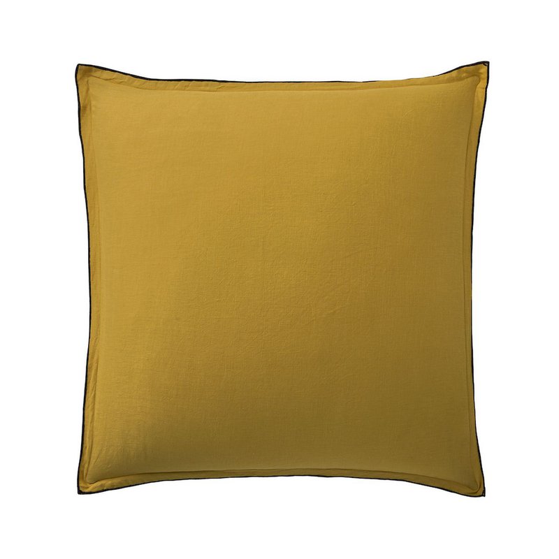 TAIE D'OREILLER 65X65CM 100% LIN LAVÉ JAUNE CURRY