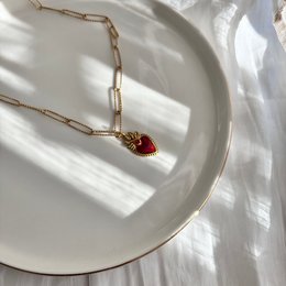 Red Passion - Collana Cuore Sacro in Acciaio placcato oro
