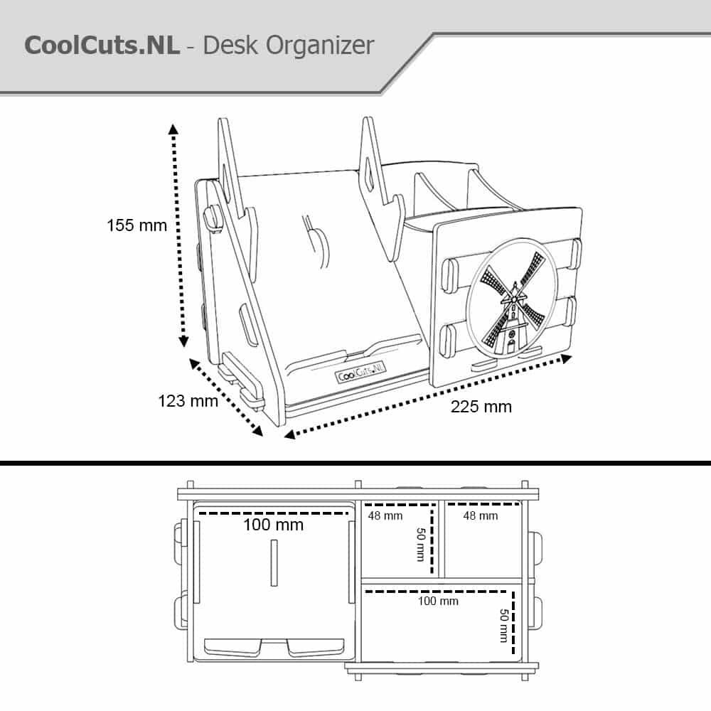 CoolCuts Mill Desk Organizer Including Mobile / Tablet Holder in Brown