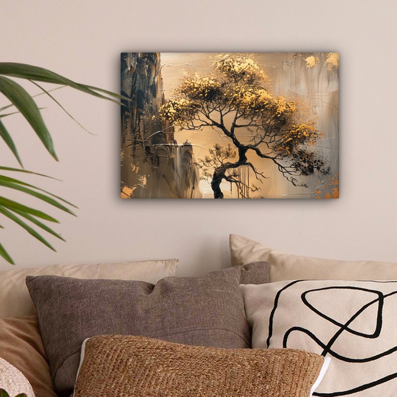 Dipinto di tela - Tree della decorazione del muro - oro - paesaggio - vernice - decorazione murale soggiorno - decorazione della stanza moderna - dipinti astratti