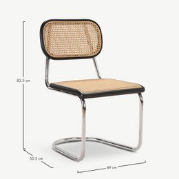 Sedia a sballo di noor rattan, nero e cromo