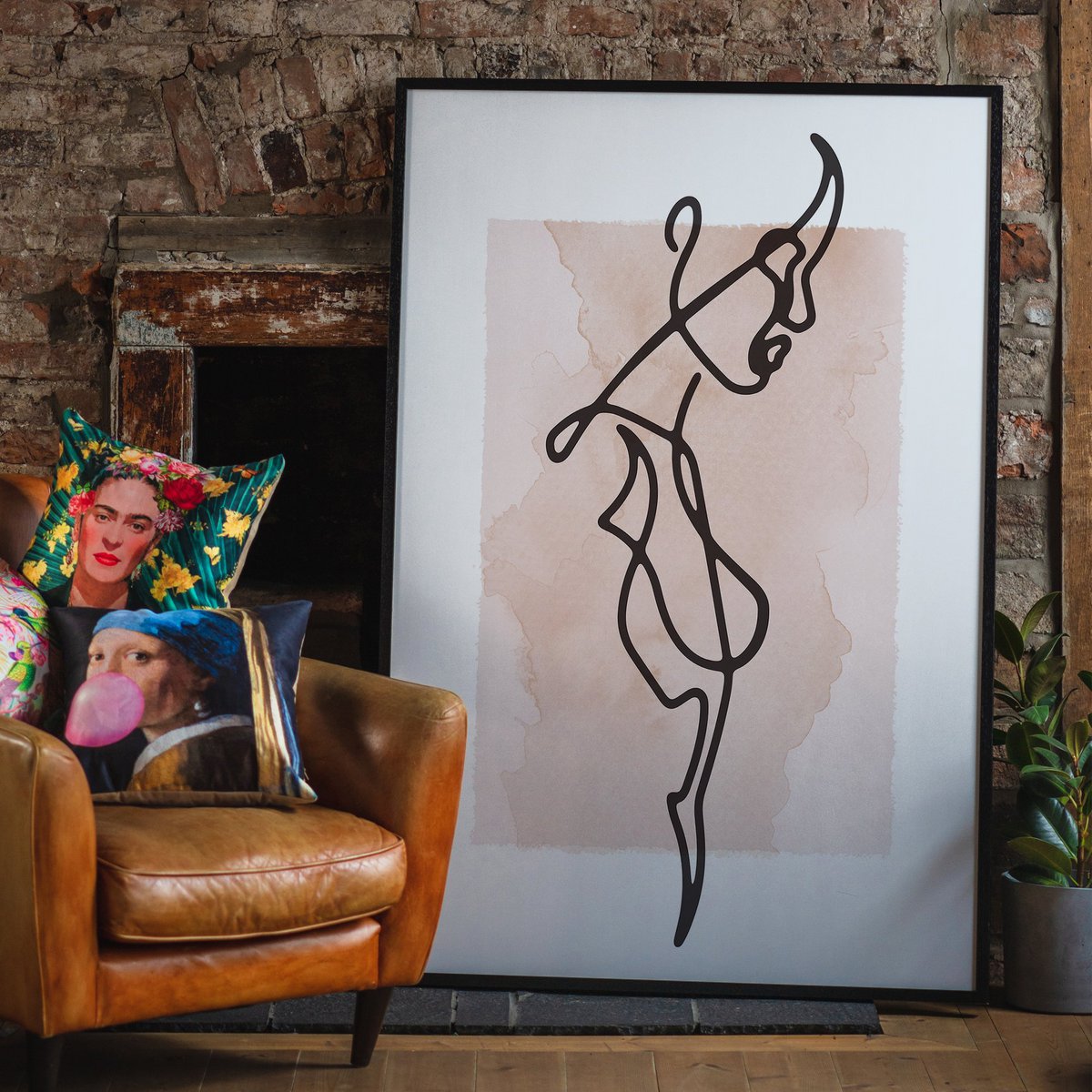 Femmina lato studio linea arte acquerello stampa