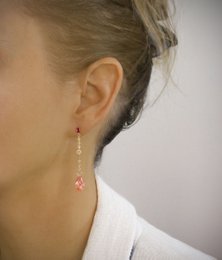 18K gold plated Pink stud earrings with Rose Peach crystals