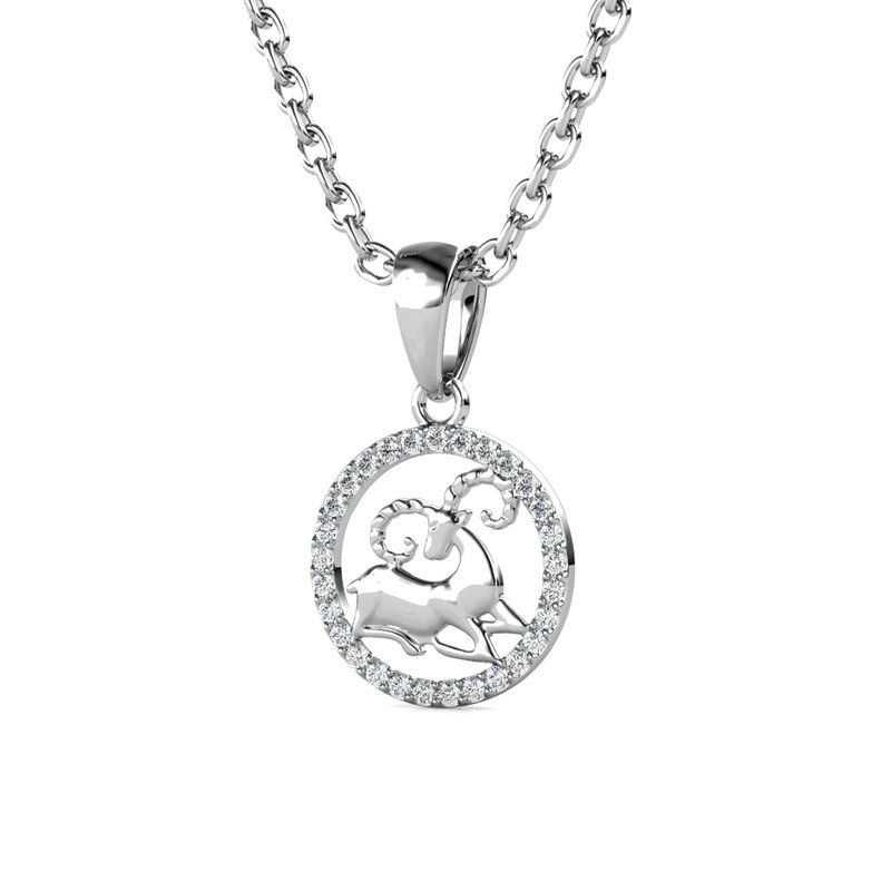 Pendentifs Zodiaque Belier - Argenté et Cristal