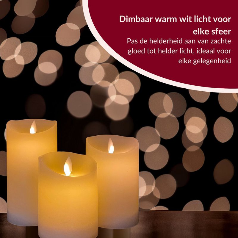 Rechargeable LED candles with moving flame - 3 pieces
