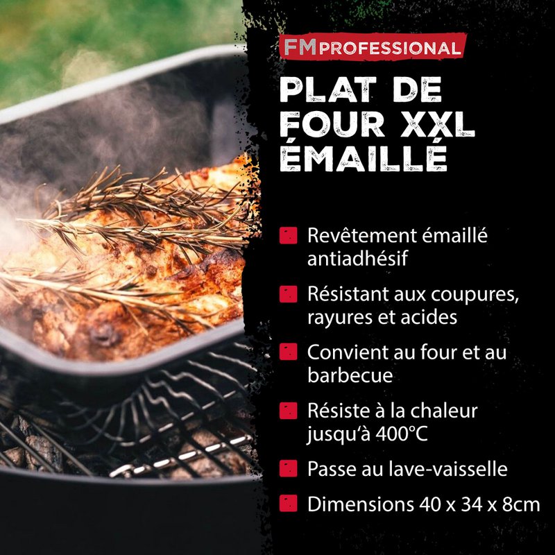 Set van 3 FM Professional Barbecue geëmailleerde stalen ovenschalen