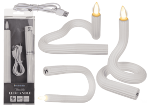 White flexibel LED stick candle made of silicone,