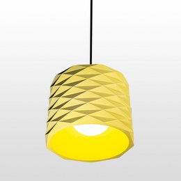 Iluminación colgante de hormigón de color amarillo