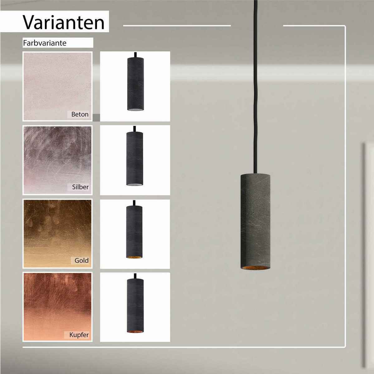 Pendant lamp "Nara20" concrete lamp GU10 Gold Black