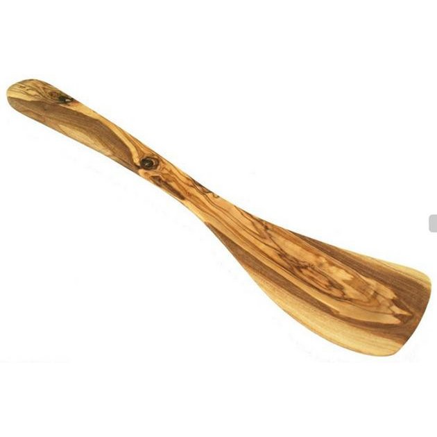 Spatule de cuisine 30 cm sans trous en bois d'olivier