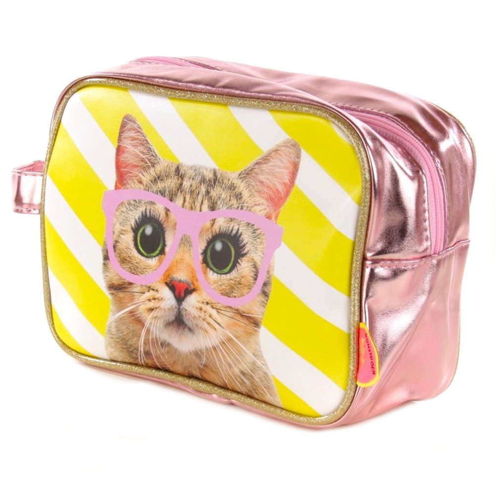 Toilettas Poes met roze bril