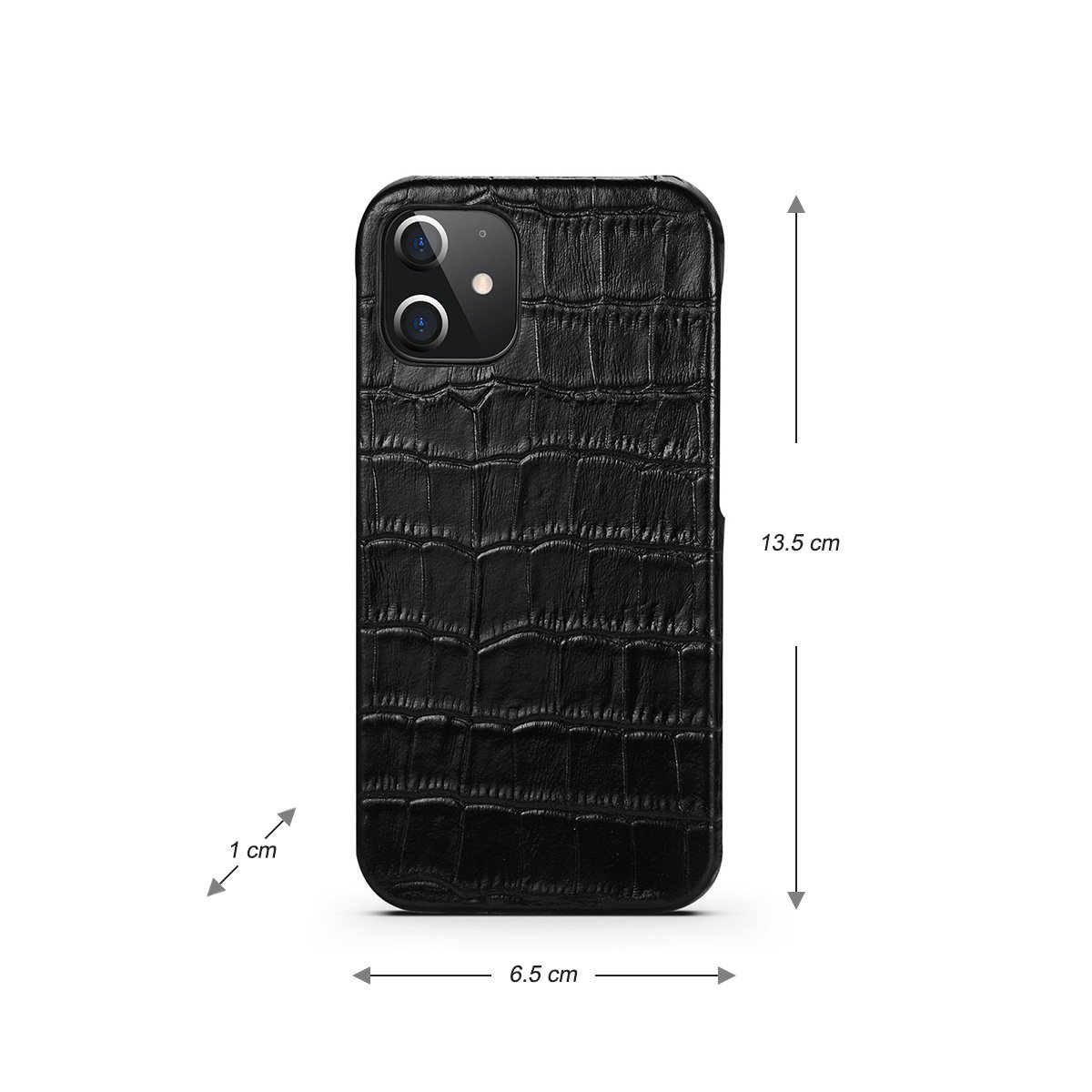 iPhone 12 Mini Hoesje Zwart Kroko Print Leer – Leren Hoesje Apple iPhone 12 Mini Zwart – Hoesje iPhone 12 Mini Leer Kroko Print