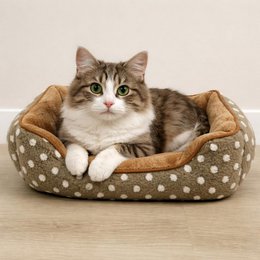 Yommy Pink Pet Bed | 3 størrelser Plys Dot Design Seng | Skridsikker base | 3 farver | Polstret vinterseng