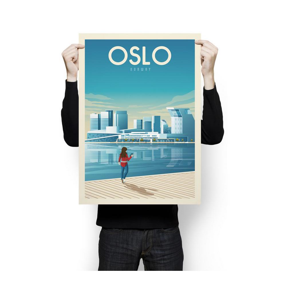 Manifesto di Oslo d'epoca | Poster Città Oslo Norvegia