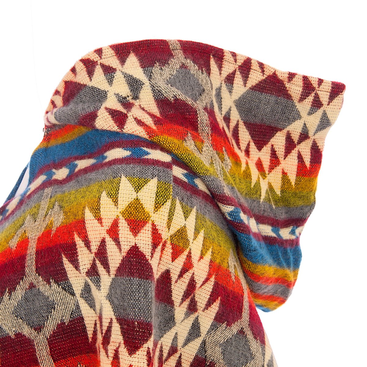 Mujer Poncho Nativo | Triángulo Diseño Azul