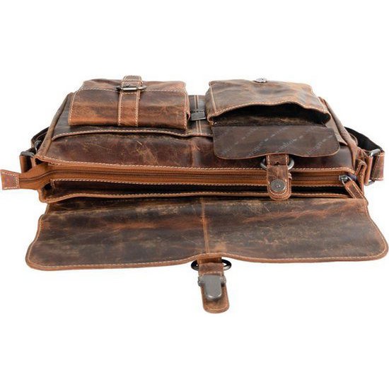 Messenger Bag from buffalo leather for 15.6 inch laptops in cognac color