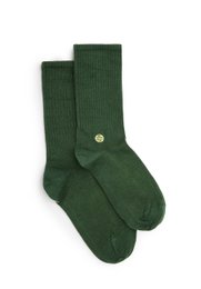 Bio Socken Retro Style - Grüne Tennissocken mit gesticktem Logo