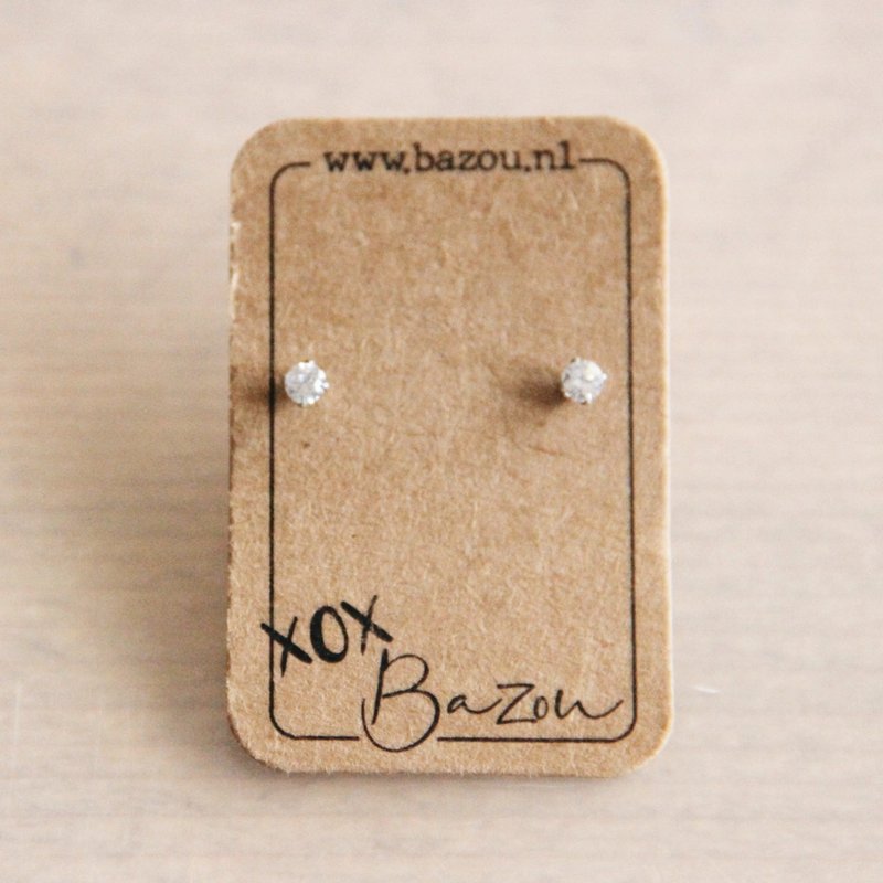 OS405 - RVS mini oorstekers met strass - zilver