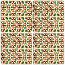 Juego de posavasos de piedra - Adornos verdes y rojos