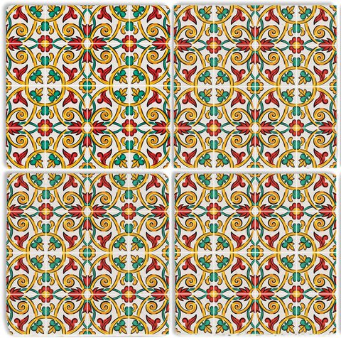 Stone Coaster Set - Green and Red Ornaments