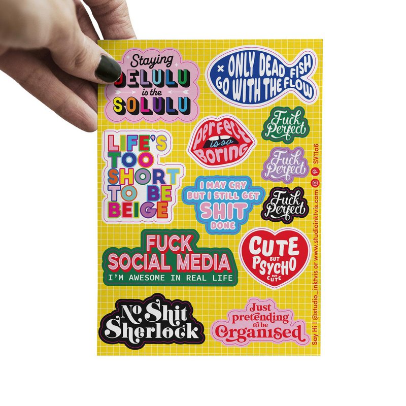 Cheeky and colorful Quote Life's too short, I may cry sticker sheet