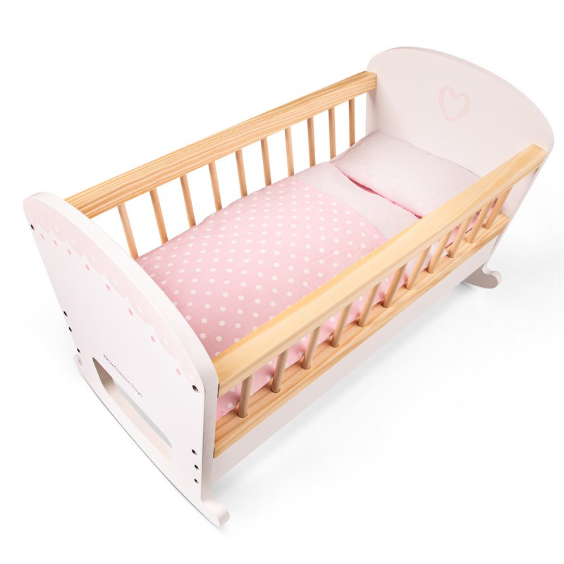 Wooden Doll Bed - Includes Duvet and Pillow