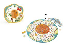 A colorful, circular board game with various insect-themed game pieces and a central honeycomb design. The game appears to be focused on bugs and insects, with a playful and engaging visual style.